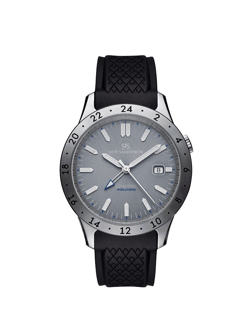Sjöö Sandström Royal Steel Worldtimer 41mm - 020029 Sjöö Sandström Royal Steel Worldtimer 41mm - 020029