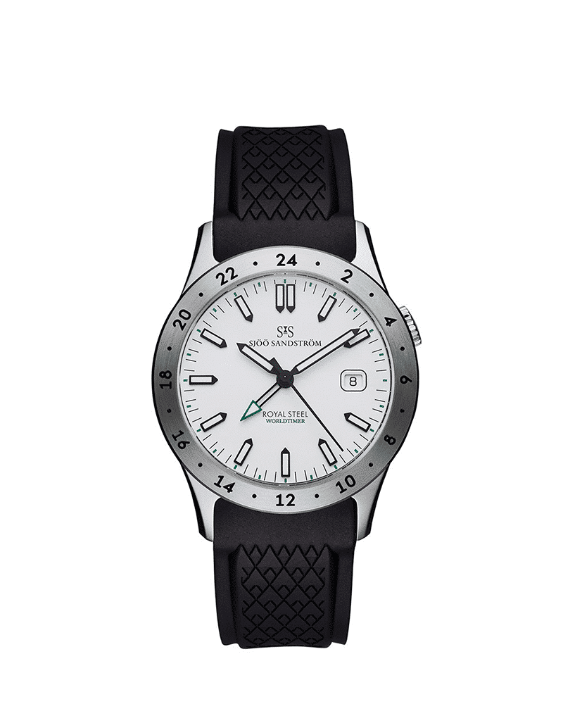 Sjöö Sandström Royal Steel Worldtimer 36mm - 020586 Sjöö Sandström Royal Steel Worldtimer 36mm - 020586