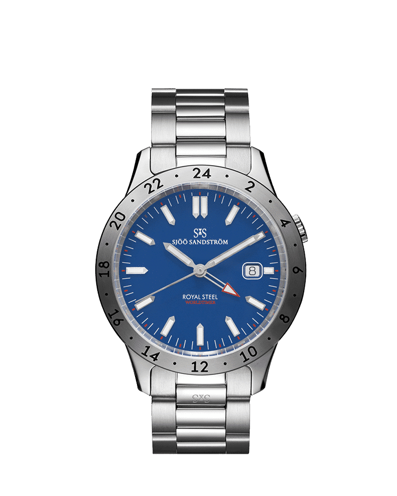 Sjöö Sandström Royal Steel Worldtimer 41mm - 020807 Sjöö Sandström Royal Steel Worldtimer 41mm - 020807
