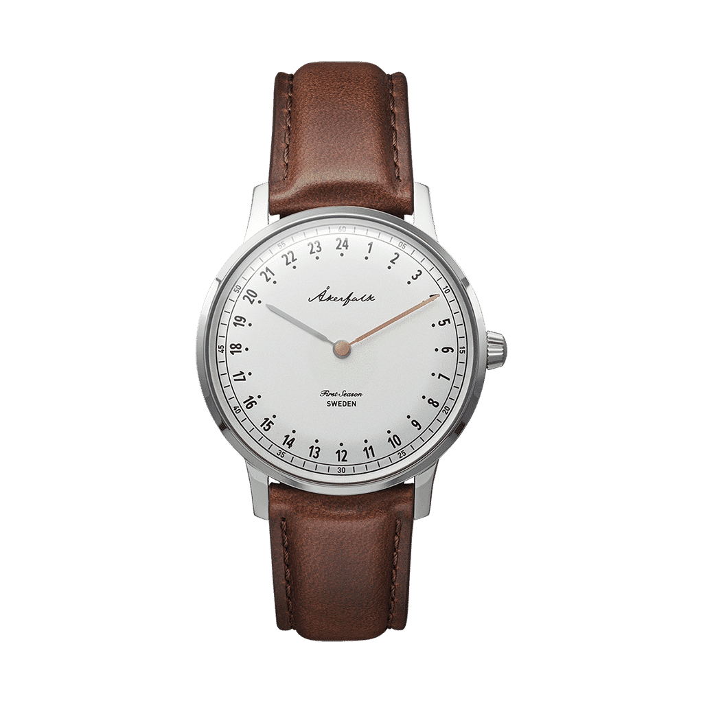 Åkerfalk First Season Silver White with Brown Leather - AK.001.SI.WH.BRLE.001 Åkerfalk First Season Silver White with Brown Leather - AK.001.SI.WH.BRLE.001
