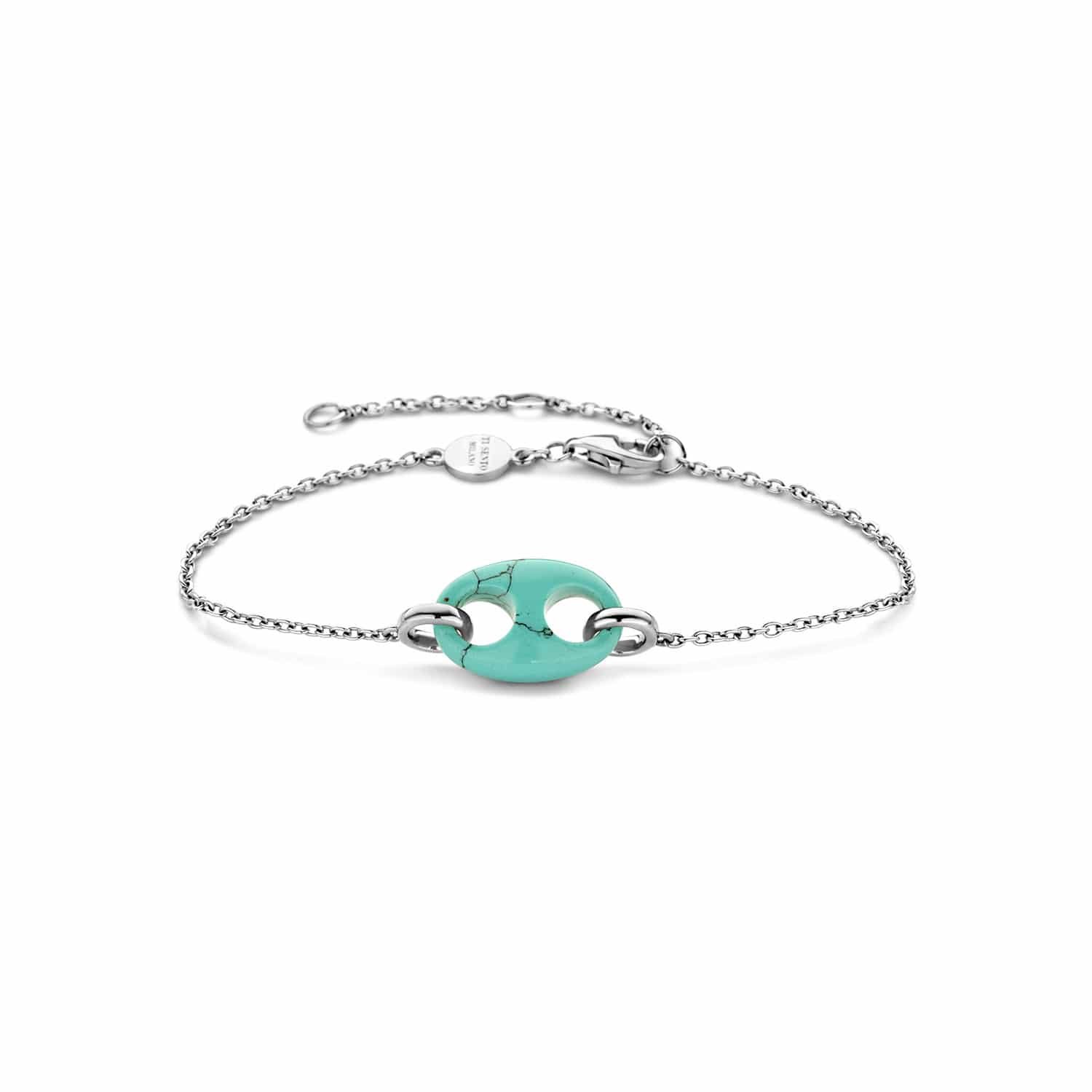 Ti Sento - Milano silver and turquoise coffee bean token bracelet 2982TQ Ti Sento - Milano silver and turquoise coffee bean token bracelet 2982TQ