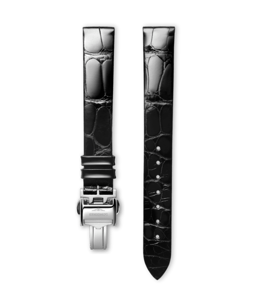 Longines Official Bright Black Alligator Strap
