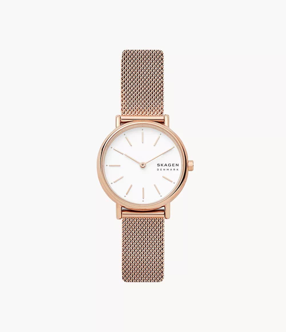 Skagen Signatur Lille Slim Rose Gold-Tone Steel Mesh Watch Skagen Signatur Lille Slim Rose Gold-Tone Steel Mesh Watch