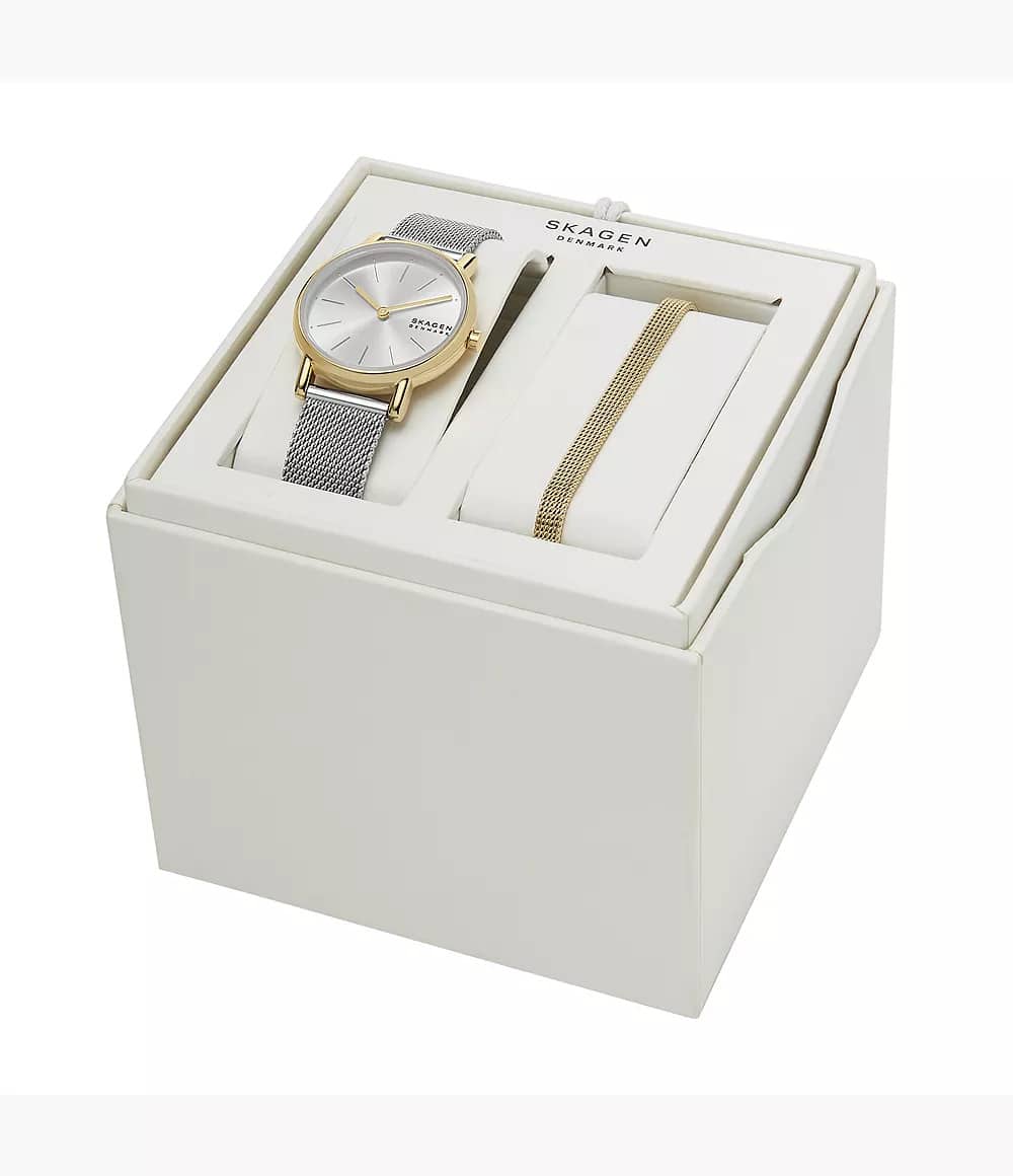 Skagen Signatur Lille Two-Hand Silver Stainless Steel Mesh Watch And Bracelet Set Skagen Signatur Lille Two-Hand Silver Stainless Steel Mesh Watch And Bracelet Set - Bild 5