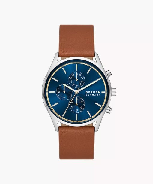 Skagen Holst Chronograph Luggage Leather Watch