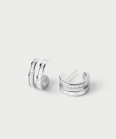 PDPaola Bianca Double Band Silver Hoops