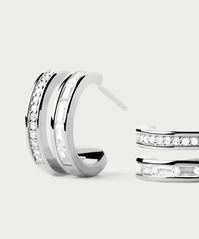 PDPaola Bianca Double Band Silver Hoops - Bild 2